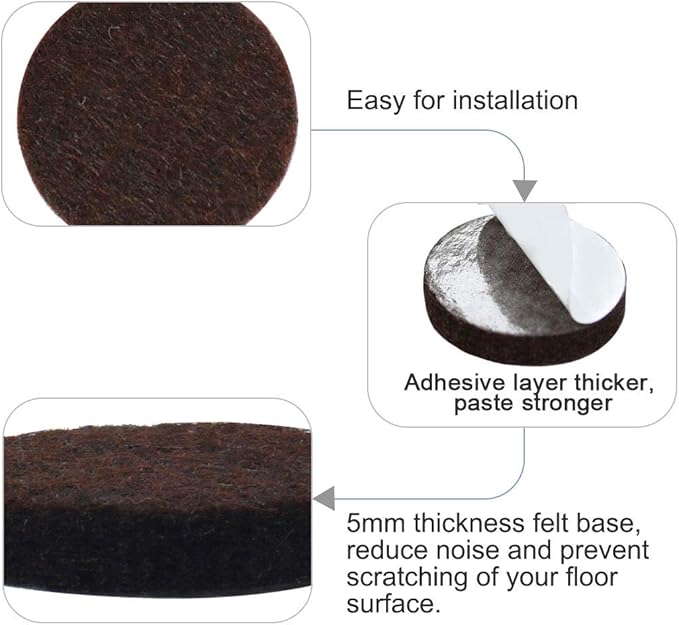 uxcell 20pcs Furniture Pads Round 1 1/4" Dia Self - Stick Non - slip Anti - scratch Felt Pads Home Floors Protector Dark Brown | Furniture Pads - TrueDesk