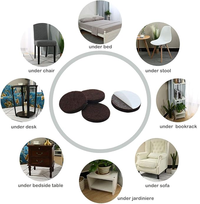 uxcell 20pcs Furniture Pads Round 1 1/4" Dia Self - Stick Non - slip Anti - scratch Felt Pads Home Floors Protector Dark Brown | Furniture Pads - TrueDesk