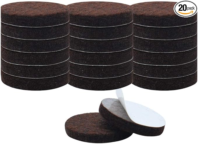 uxcell 20pcs Furniture Pads Round 1 1/4" Dia Self - Stick Non - slip Anti - scratch Felt Pads Home Floors Protector Dark Brown | Furniture Pads - TrueDesk