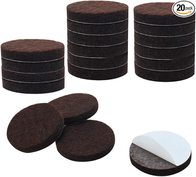 uxcell 20pcs Furniture Pads Round 7/8" Dia Self - Stick Non - slip Anti - scratch Felt Pads Home Floors Protector Dark Brown | Furniture Pads - TrueDesk
