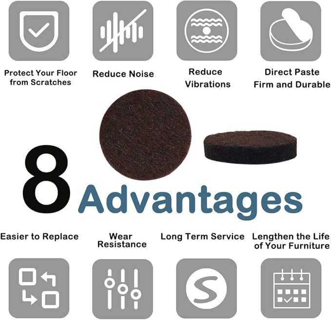 uxcell 24pcs Furniture Pads Round 1 3/8" Dia Self - stick Non - slip Anti - scratch Felt Pads Floors Protector Dark Brown | Furniture Pads - TrueDesk