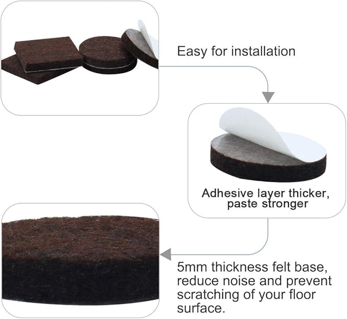 uxcell 24pcs Furniture Pads Round 1 3/8" Dia Self - stick Non - slip Anti - scratch Felt Pads Floors Protector Dark Brown | Furniture Pads - TrueDesk
