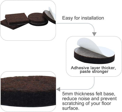 uxcell 24pcs Furniture Pads Round 1 3/8" Dia Self - stick Non - slip Anti - scratch Felt Pads Floors Protector Dark Brown | Furniture Pads - TrueDesk