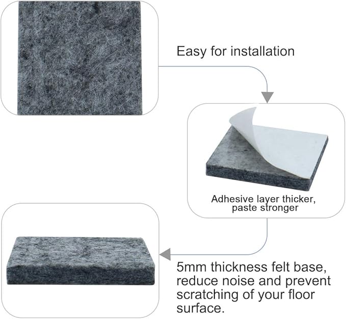 uxcell 30pcs Furniture Pads Square 3/4" Self - Stick Non - Slip Anti - Scratch Felt Pads Cabinet Desk Feet Floor Protector Grey | Furniture Pads - TrueDesk