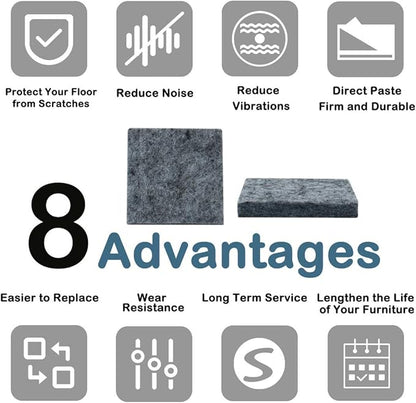 uxcell 30pcs Furniture Pads Square 3/4" Self - Stick Non - Slip Anti - Scratch Felt Pads Cabinet Desk Feet Floor Protector Grey | Furniture Pads - TrueDesk