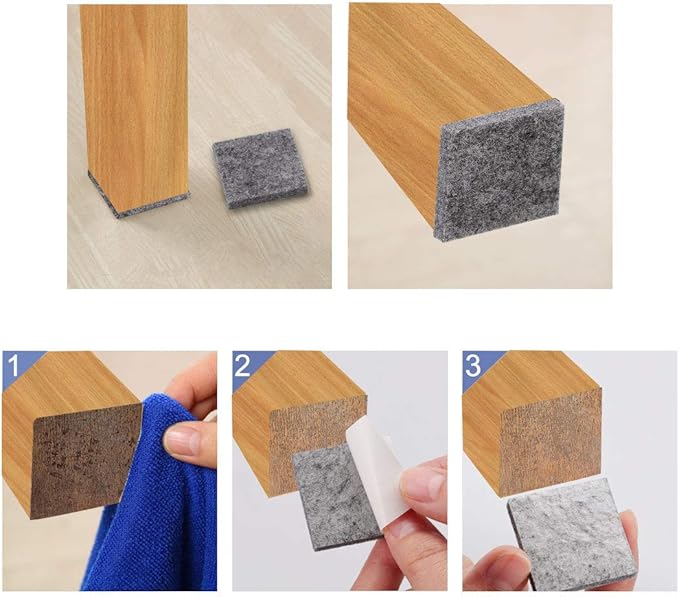 uxcell 30pcs Furniture Pads Square 3/4" Self - Stick Non - Slip Anti - Scratch Felt Pads Cabinet Desk Feet Floor Protector Grey | Furniture Pads - TrueDesk