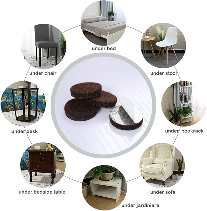 uxcell 70pcs Furniture Pads Round 1" Self - stick Non - slip Anti - scratch Felt Pads Floors Protector Dark Brown | Furniture Pads - TrueDesk