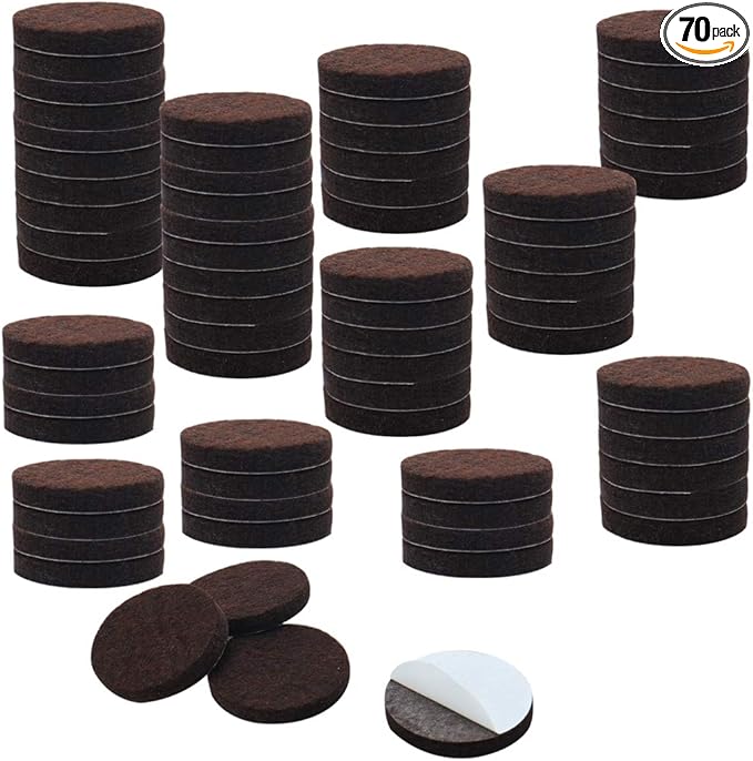 uxcell 70pcs Furniture Pads Round 1" Self - stick Non - slip Anti - scratch Felt Pads Floors Protector Dark Brown | Furniture Pads - TrueDesk