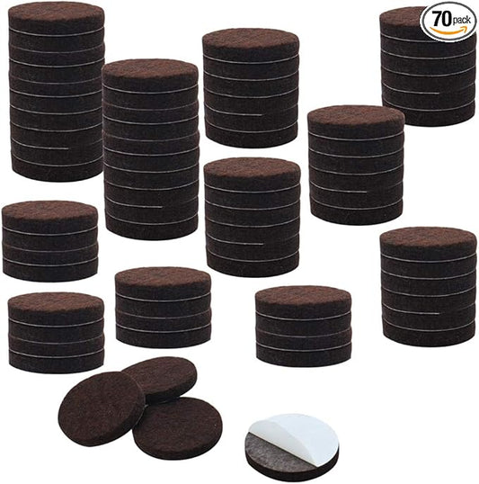 uxcell 70pcs Furniture Pads Round 1" Self - stick Non - slip Anti - scratch Felt Pads Floors Protector Dark Brown | Furniture Pads - TrueDesk