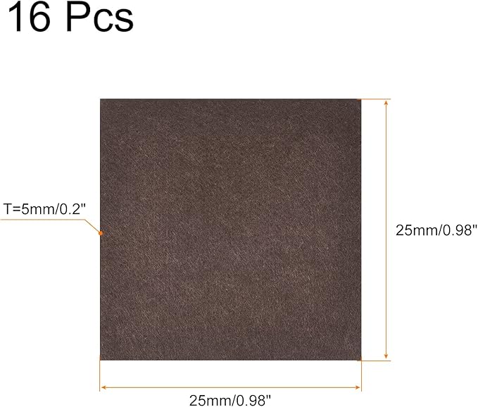 uxcell Felt Furniture Pads, 1 - inch x 1 - inch Self Adhesive Cuttable Anti Scratch Square Floor Protectors for Furniture Legs Hardwood Floor, Brown 16Pcs | Furniture Pads - TrueDesk