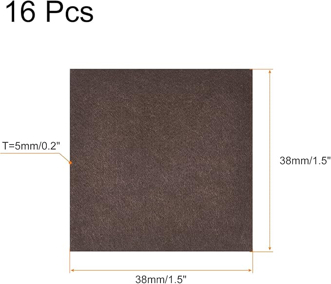 uxcell Felt Furniture Pads, 1.5 - inch x 1.5 - inch Self Adhesive Cuttable Anti Scratch Square Floor Protectors for Furniture Legs Hardwood Floor, Brown 16Pcs | Furniture Pads - TrueDesk