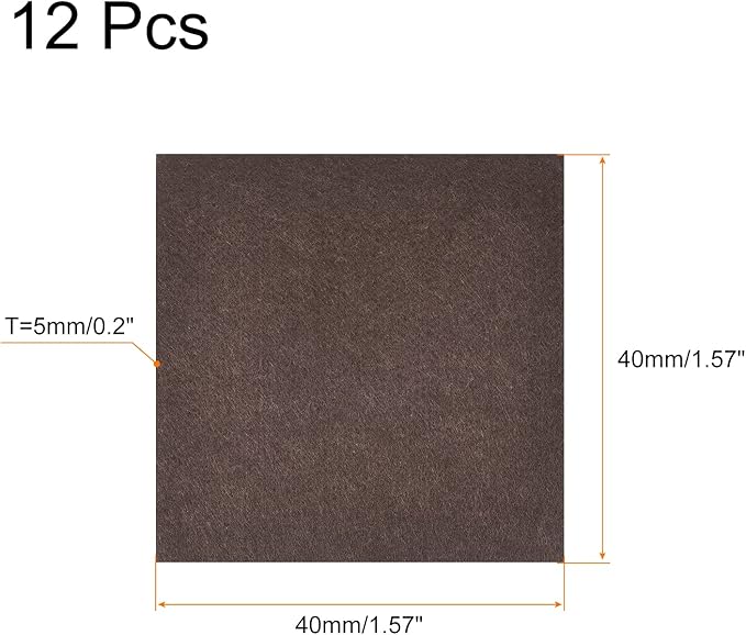 uxcell Felt Furniture Pads, 1.6 - inch x 1.6 - inch Self Adhesive Cuttable Anti Scratch Square Floor Protectors for Furniture Legs Hardwood Floor, Brown 12Pcs | Furniture Pads - TrueDesk