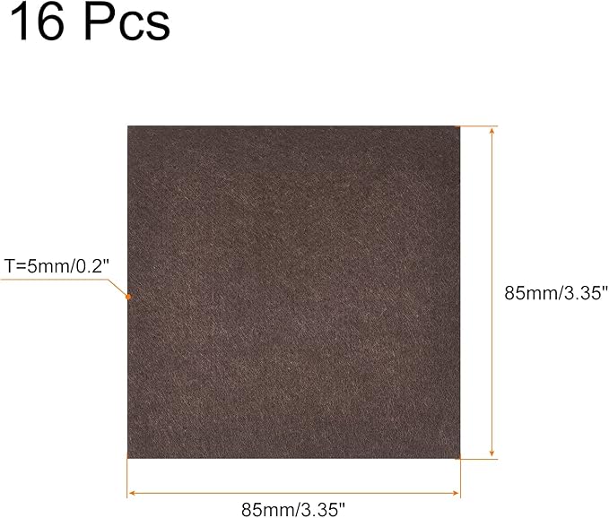 uxcell Felt Furniture Pads, 3.3 - inch x 3.3 - inch Self Adhesive Cuttable Anti Scratch Square Floor Protectors for Furniture Legs Hardwood Floor, Brown 16Pcs | Furniture Pads - TrueDesk
