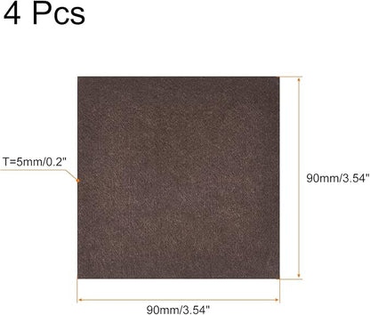 uxcell Felt Furniture Pads, 3.5 - inch x 3.5 - inch Self Adhesive Cuttable Anti Scratch Square Floor Protectors for Furniture Legs Hardwood Floor, Brown 4Pcs | Furniture Pads - TrueDesk