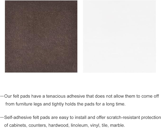 uxcell Felt Furniture Pads, 4 - inch x 4 - inch Self Adhesive Cuttable Anti Scratch Square Floor Protectors for Furniture Legs Hardwood Floor, Brown 16Pcs | Furniture Pads - TrueDesk
