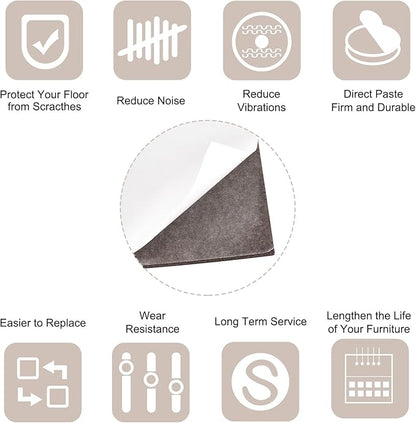 uxcell Felt Furniture Pads, 4 - inch x 4 - inch Self Adhesive Cuttable Anti Scratch Square Floor Protectors for Furniture Legs Hardwood Floor, Brown 16Pcs | Furniture Pads - TrueDesk
