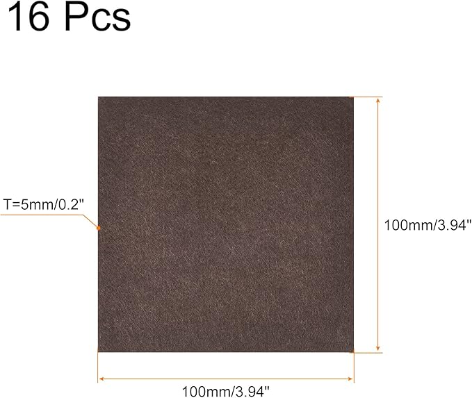 uxcell Felt Furniture Pads, 4 - inch x 4 - inch Self Adhesive Cuttable Anti Scratch Square Floor Protectors for Furniture Legs Hardwood Floor, Brown 16Pcs | Furniture Pads - TrueDesk