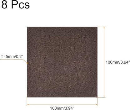 uxcell Felt Furniture Pads, 4 - inch x 4 - inch Self Adhesive Cuttable Anti Scratch Square Floor Protectors for Furniture Legs Hardwood Floor, Brown 8Pcs | Furniture Pads - TrueDesk