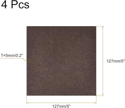 uxcell Felt Furniture Pads, 5 - inch x 5 - inch Self Adhesive Cuttable Anti Scratch Square Floor Protectors for Furniture Legs Hardwood Floor, Brown 4Pcs | Furniture Pads - TrueDesk