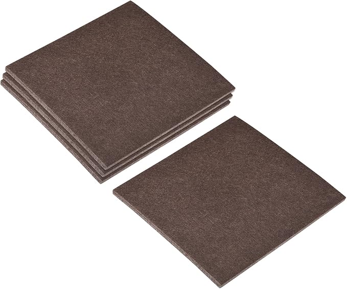 uxcell Felt Furniture Pads, 5 - inch x 5 - inch Self Adhesive Cuttable Anti Scratch Square Floor Protectors for Furniture Legs Hardwood Floor, Brown 4Pcs | Furniture Pads - TrueDesk