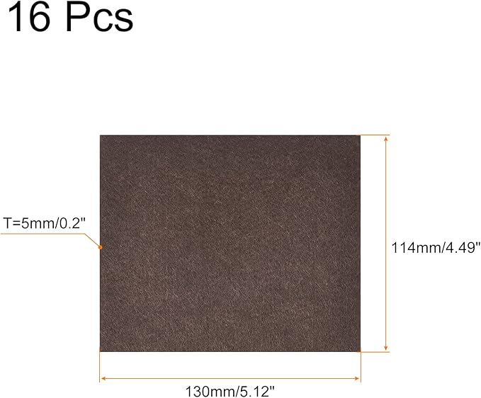 uxcell Felt Furniture Pads, 5.1 - inch x 4.5 - inch Self Adhesive Cuttable Anti Scratch Square Floor Protectors for Furniture Legs Hardwood Floor, Brown 16Pcs | Furniture Pads - TrueDesk
