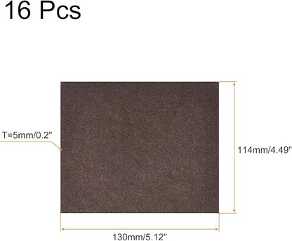 uxcell Felt Furniture Pads, 5.1 - inch x 4.5 - inch Self Adhesive Cuttable Anti Scratch Square Floor Protectors for Furniture Legs Hardwood Floor, Brown 16Pcs | Furniture Pads - TrueDesk