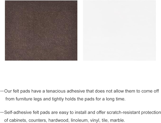 uxcell Felt Furniture Pads, 5.1 - inch x 4.5 - inch Self Adhesive Cuttable Anti Scratch Square Floor Protectors for Furniture Legs Hardwood Floor, Brown 16Pcs | Furniture Pads - TrueDesk