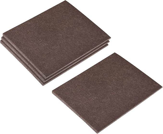 uxcell Felt Furniture Pads, 5.1 - inch x 4.5 - inch Self Adhesive Cuttable Anti Scratch Square Floor Protectors for Furniture Legs Hardwood Floor, Brown 16Pcs | Furniture Pads - TrueDesk