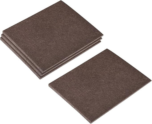 uxcell Felt Furniture Pads, 5.1 - inch x 4.5 - inch Self Adhesive Cuttable Anti Scratch Square Floor Protectors for Furniture Legs Hardwood Floor, Brown 16Pcs | Furniture Pads - TrueDesk