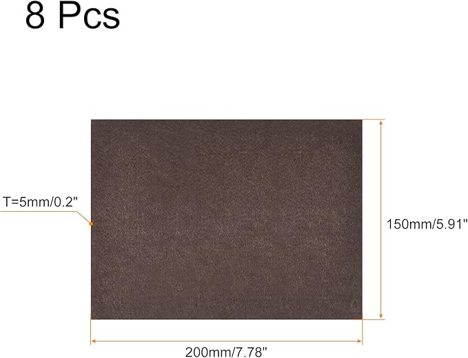 uxcell Felt Furniture Pads, 8 - inch x 6 - inch Self Adhesive Cuttable Anti Scratch Square Floor Protectors for Furniture Legs Hardwood Floor, Brown 8Pcs | Furniture Pads - TrueDesk