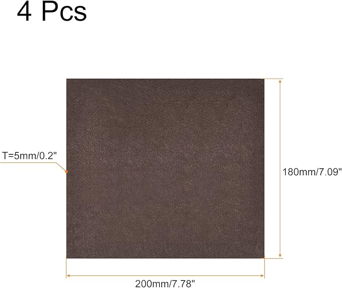 uxcell Felt Furniture Pads, 8 - inch x 7 - inch Self Adhesive Cuttable Anti Scratch Square Floor Protectors for Furniture Legs Hardwood Floor, Brown 4Pcs | Furniture Pads - TrueDesk