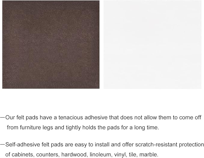 uxcell Felt Furniture Pads, 8 - inch x 7 - inch Self Adhesive Cuttable Anti Scratch Square Floor Protectors for Furniture Legs Hardwood Floor, Brown 4Pcs | Furniture Pads - TrueDesk