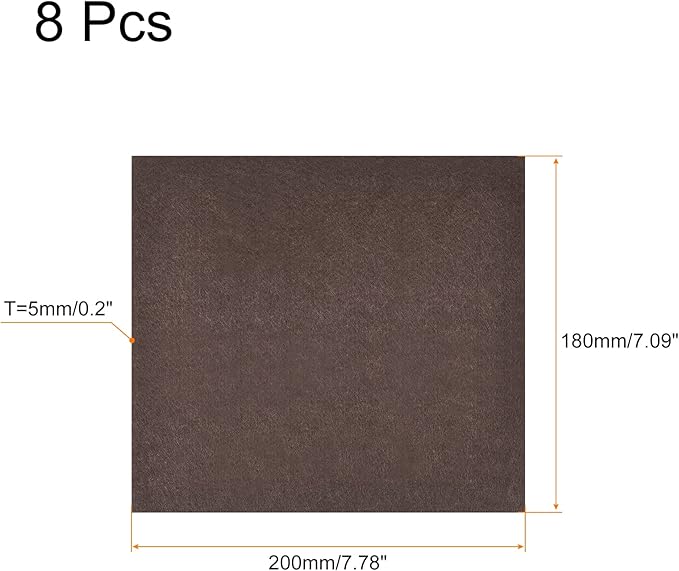 uxcell Felt Furniture Pads, 8 - inch x 7 - inch Self Adhesive Cuttable Anti Scratch Square Floor Protectors for Furniture Legs Hardwood Floor, Brown 8Pcs | Furniture Pads - TrueDesk