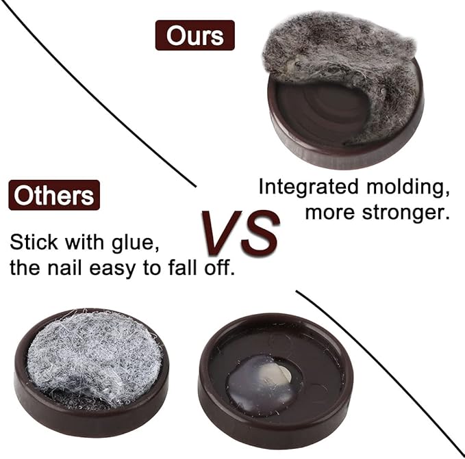 uxcell Home Table Chair Cabinet Furniture Feet Legs Floor Protector Felt Pad Nails 13mm/0.5" Dia Pack of 32 Dark Brown | Furniture Pads - TrueDesk