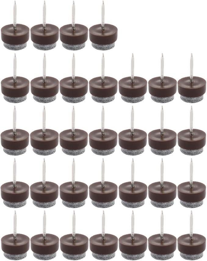 uxcell Home Table Chair Cabinet Furniture Feet Legs Floor Protector Felt Pad Nails 13mm/0.5" Dia Pack of 32 Dark Brown | Furniture Pads - TrueDesk