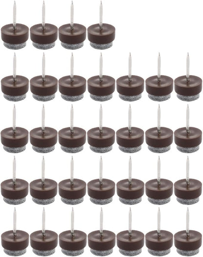 uxcell Home Table Chair Cabinet Furniture Feet Legs Floor Protector Felt Pad Nails 13mm/0.5" Dia Pack of 32 Dark Brown | Furniture Pads - TrueDesk