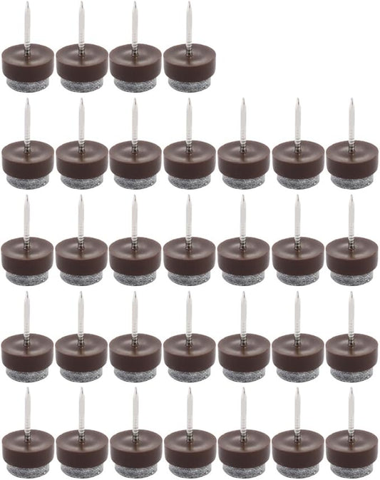 uxcell Home Table Chair Cabinet Furniture Feet Legs Floor Protector Felt Pad Nails 13mm/0.5" Dia Pack of 32 Dark Brown | Furniture Pads - TrueDesk