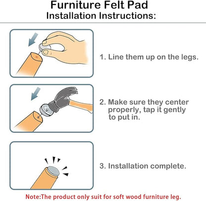 uxcell Home Table Chair Cabinet Furniture Feet Legs Floor Protector Felt Pad Nails 13mm/0.5" Dia Pack of 32 Dark Brown | Furniture Pads - TrueDesk