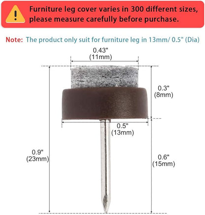 uxcell Home Table Chair Cabinet Furniture Feet Legs Floor Protector Felt Pad Nails 13mm/0.5" Dia Pack of 32 Dark Brown | Furniture Pads - TrueDesk