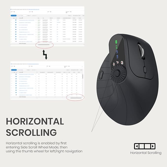 Vertical Ergonomic Mouse 2.4G Wireless BT Task Window Switching and Horizontal Scrolling,Adjustable DPI, Lightweight for Laptop,Desktop,PC,MacBook, Black (MKE 604) | Mice - TrueDesk