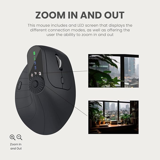 Vertical Ergonomic Mouse 2.4G Wireless BT Task Window Switching and Horizontal Scrolling,Adjustable DPI, Lightweight for Laptop,Desktop,PC,MacBook, Black (MKE 604) | Mice - TrueDesk