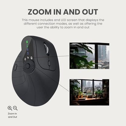 Vertical Ergonomic Mouse 2.4G Wireless BT Task Window Switching and Horizontal Scrolling,Adjustable DPI, Lightweight for Laptop,Desktop,PC,MacBook, Black (MKE 604) | Mice - TrueDesk