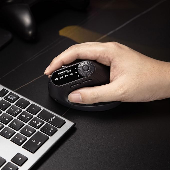 Vertical Ergonomic Mouse 2.4G Wireless BT Task Window Switching and Horizontal Scrolling,Adjustable DPI, Lightweight for Laptop,Desktop,PC,MacBook, Black (MKE 604) | Mice - TrueDesk