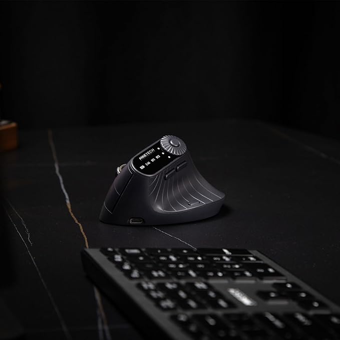 Vertical Ergonomic Mouse 2.4G Wireless BT Task Window Switching and Horizontal Scrolling,Adjustable DPI, Lightweight for Laptop,Desktop,PC,MacBook, Black (MKE 604) | Mice - TrueDesk