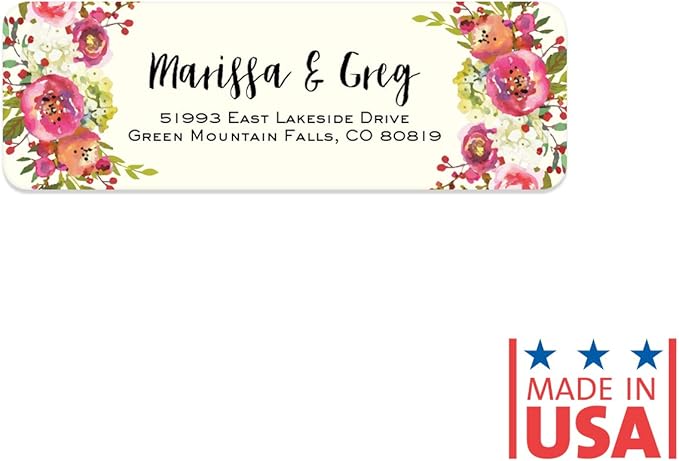 Vibrant Floral and Ivory Rolled Address Labels/Roll of 250 Personalized Address Labels/Designer Return Address Stickers in Elegant Plastic Dispenser | Address Labels - TrueDesk