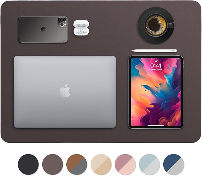 Vine Creations Leather Desk Mat 24" x 17", Desk Protector Mat, PU Leather Desk Pad, Small Desk Pad Mat, Desk Blotter, Desk Pads on Top of Desks, Desk Mat for Home or Office (Dark Brown) | Desk Pads Blotters - TrueDesk