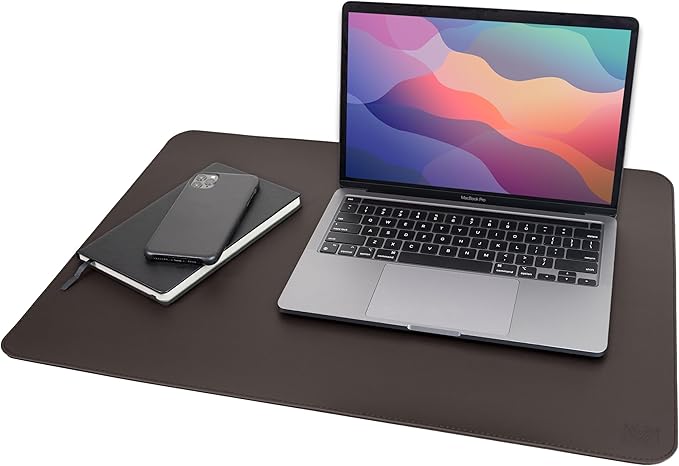 Vine Creations Leather Desk Mat 24" x 17", Desk Protector, PU Leather Desk Pad, Non Slip Small Desk Pad Mat, Desk Blotter, Desk Pads on Top of Desks, Home or Office Small Desk Mat (Dark Brown) | Desk Pads Blotters - TrueDesk