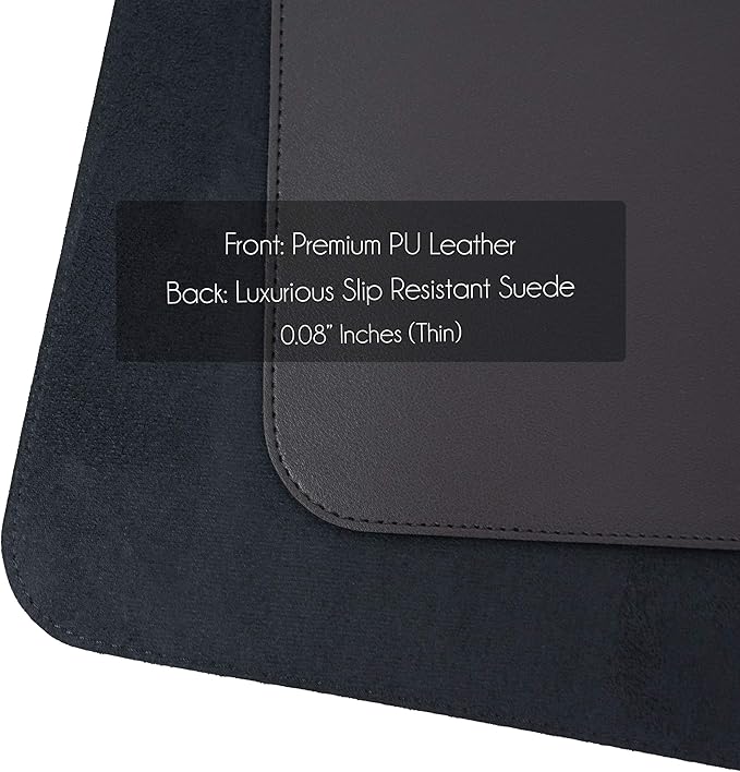 Vine Creations Leather Desk Mat 24" x 17", Desk Protector, PU Leather Desk Pad, Non Slip Small Desk Pad Mat, Desk Blotter, Desk Pads on Top of Desks, Home or Office Small Desk Mat (Black) | Desk Pads Blotters - TrueDesk