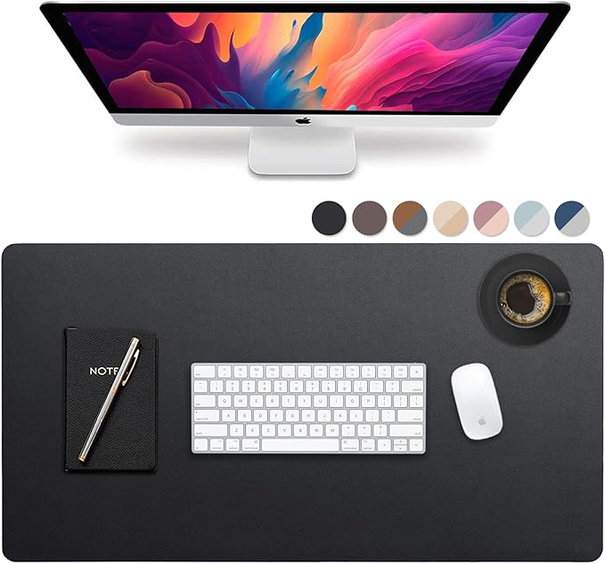Vine Creations Leather Desk Mat 32" x 17", Desk Protector Mat, PU Leather Desk Pad, Large Mouse Pad, Desk Blotter, Desk Pads on Top of Desks, Desk Matt for Desktop, Home Office Desk Mat (Black) | Desk Pads Blotters - TrueDesk