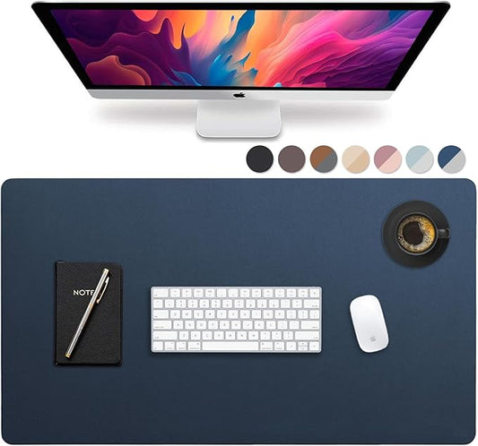 Vine Creations Leather Desk Mat Large 36" x 20", Desk Protector Mat, PU Leather Desk Pad, Large Mouse Pad, Desk Blotter, Desk Pads on Top of Desks, Desk Matt for Desktop, Office Desk Mat (Dark Blue) | Desk Pads Blotters - TrueDesk